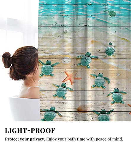 Baby Sea Turtles Shower Curtain with 12 Hooks - 72 x 72 inches