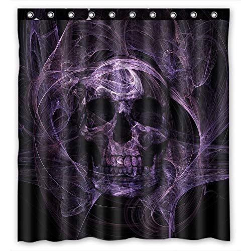 Fluorescence Skull Waterproof Shower Curtain 66 x 72 Inches