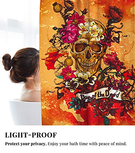 Day of The Dead Sugar Skull Shower Curtain with 12 Hooks