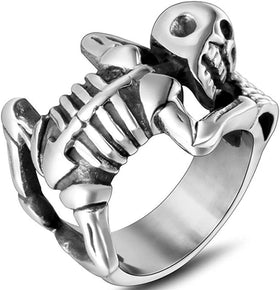 Vintage Skeleton Skull Death Statement Ring