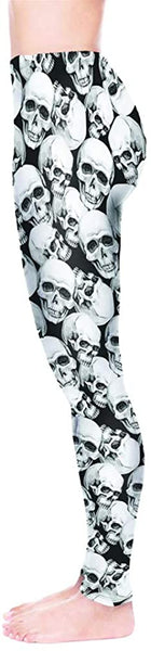 Skull Heads Ankle Elastic Leggings
