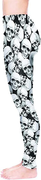 Skull Heads Ankle Elastic Leggings