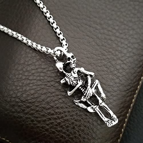 Retro Skull Never Leave Couple Necklace