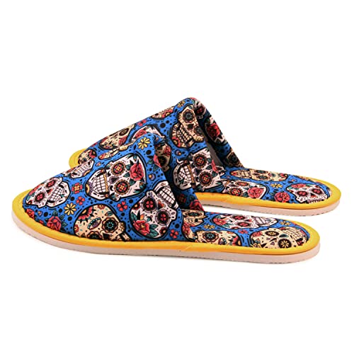 Women Sugar Skull Home Slippers Size 7 to 8