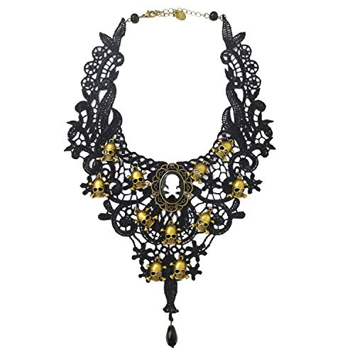Black Lace Gothic Lolita Skull Victorian Choker Necklace