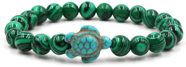 6Pcs Natural Bead Lava Rock Stone Turtle Bracelet