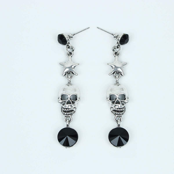 Vintage Skull Crystal Statement Necklace Earrings Set