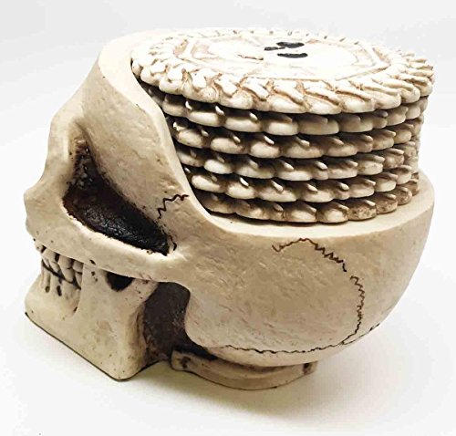 SKULL DRINK COASTER SET WITH 6 SKELETON COASTERS