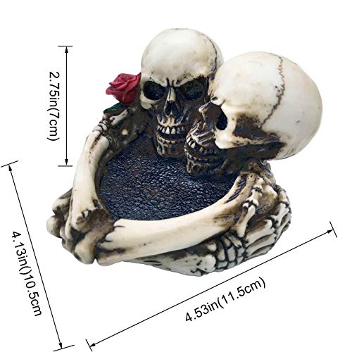 Skull Rose Love Never Die Resin Ash Tray