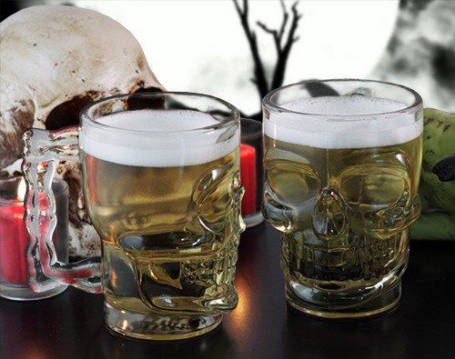 Set of 2 Skull Face Beer Mugs 17.6 oz.
