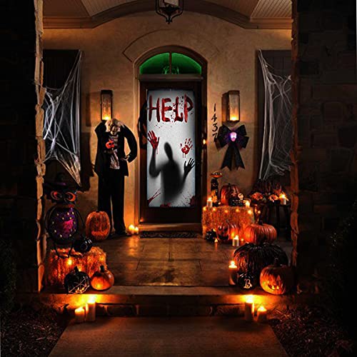 2PCS Halloween Haunted House Decoration Window Door Cover