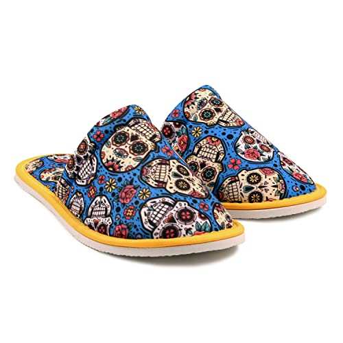 Women Sugar Skull Home Slippers Size 7 to 8