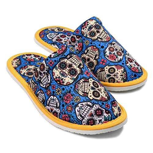 Women Sugar Skull Home Slippers Size 7 to 8