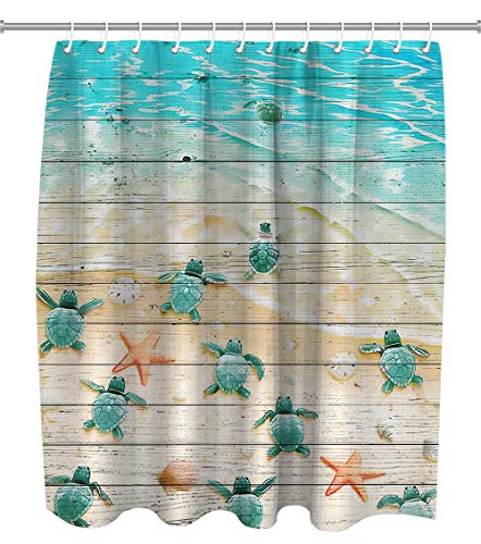 Baby Sea Turtles Shower Curtain with 12 Hooks - 72 x 72 inches