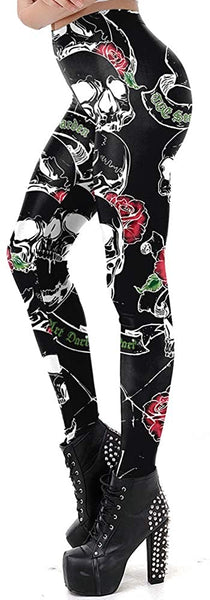 Skulls Rose Elastic Legging