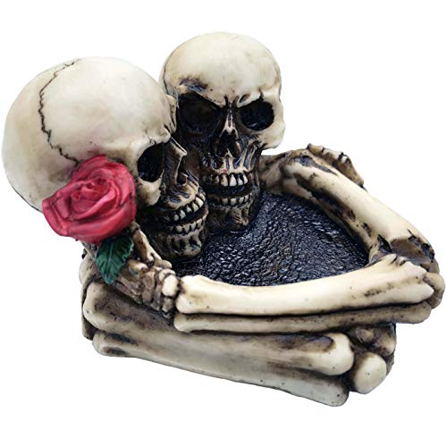 Skull Rose Love Never Die Resin Ash Tray