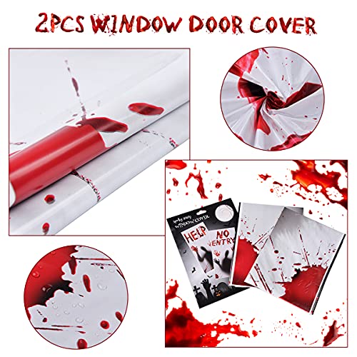 2PCS Halloween Haunted House Decoration Window Door Cover