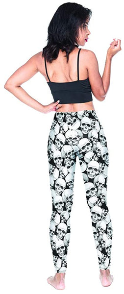 Skull Heads Ankle Elastic Leggings