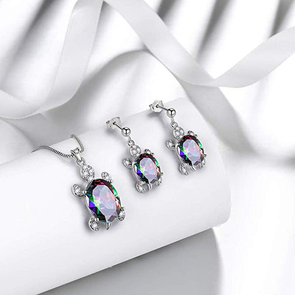 Women 925 Sterling Silver Animal Sea Turtle Pendant/Dangle Earrings Sets