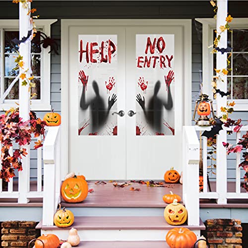 2PCS Halloween Haunted House Decoration Window Door Cover