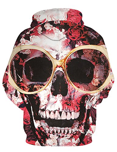 Unisex 3D Print Long Sleeve Lightweight Glass Skull Hoodie