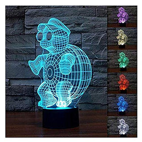 Color Changing 3D Illusion Tortoise With Glasses Night Light Lamp
