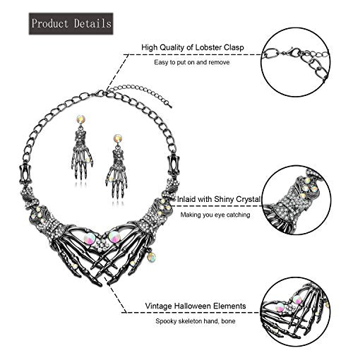 Skeleton Choker Statement Necklace Earrings Jewelry Set