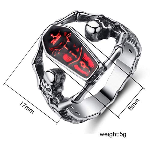 Silver Skull Bat Coffin Ring
