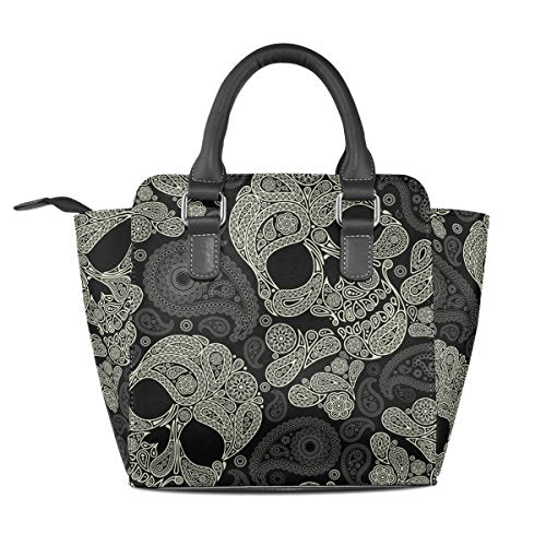 Paisley Skull Leather Mini Handbag