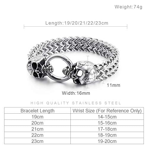 Men Stainless Steel Skull Head Bracelet