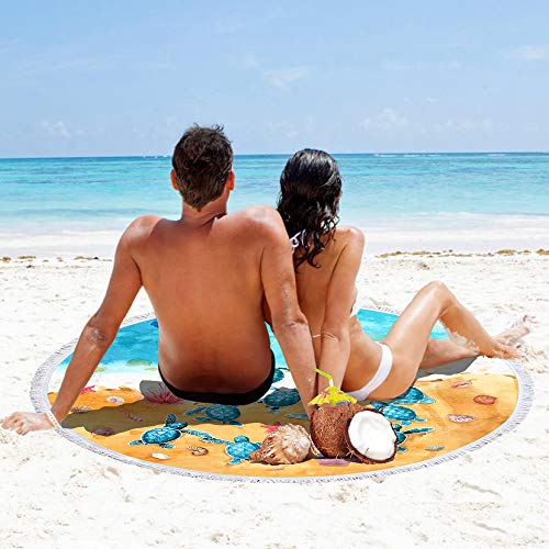 Sea Turtle Round Beach Towel Blanket - 59 Inches