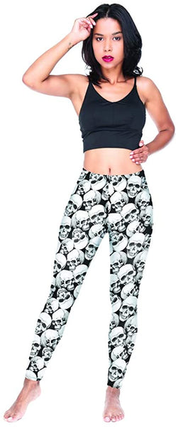 Skull Heads Ankle Elastic Leggings