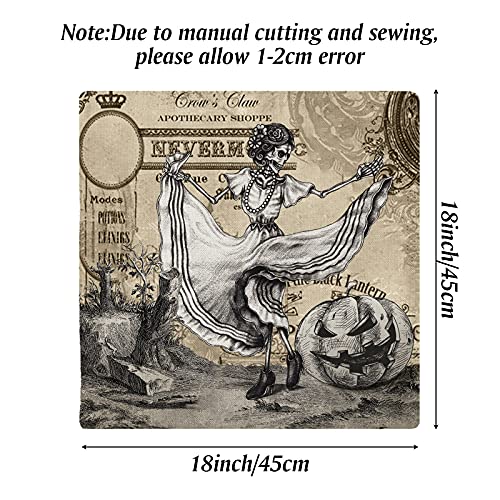 Vintage Skull Throw Pillow Covers 18x18 Inch Set of 4