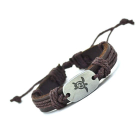 Leather Peace Turtle Bracelet