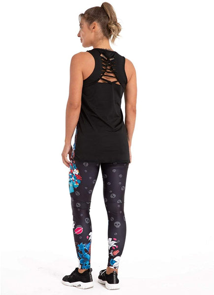 Women 2 Piece Skull Legging Set Activewear