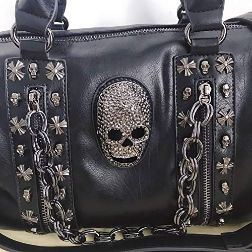 Women Skull Rivet Handbag Tote Shoulder Bag