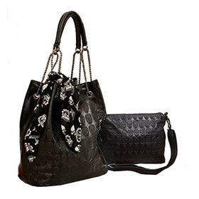 Skull Print Hobo Tote Shoulder Bag Package