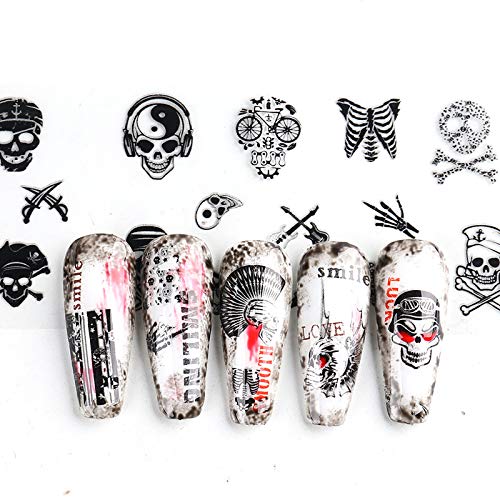 10 Rolls Black Skull Design Nail Foils Art Foil Transfer Stickers
