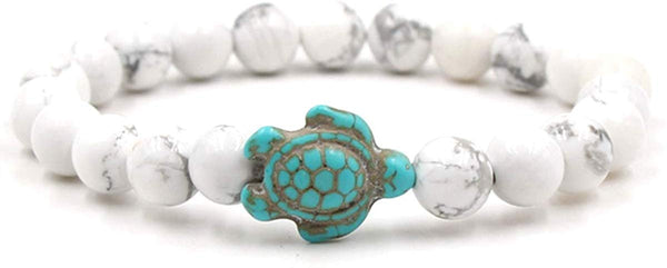 6Pcs Natural Bead Lava Rock Stone Turtle Bracelet