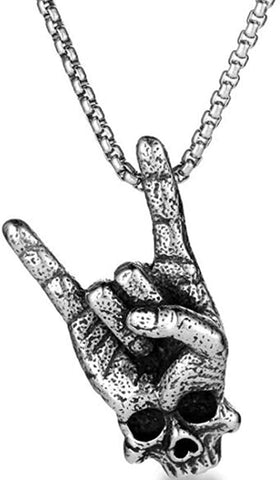 Gothic Skull Hand Style Statement Necklace