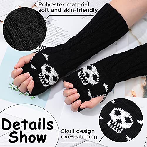 2 Pairs Women Knit Arm Warmers Fingerless Gloves