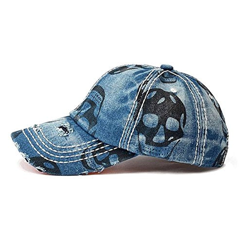 Unisex Casual Denim Skull Adjustable Hat