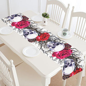 Sugar Skull Roses Table Runner Decor
