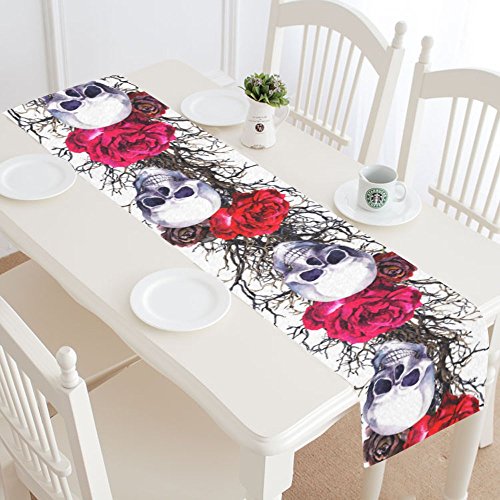 Sugar Skull Roses Table Runner Decor