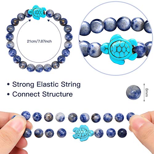 10 Pieces Sea Turtles Beads Bracelet Natural Stone Elastic