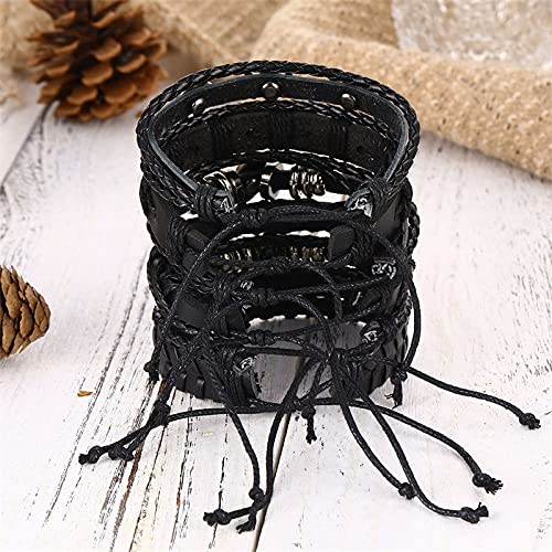 6 Pcs Braided Skull Wristband Bracelet