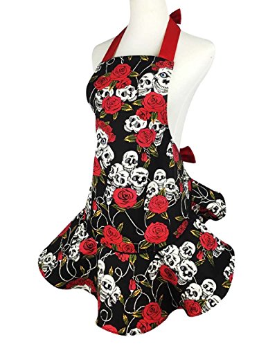 Retro Floral Skull Aprons