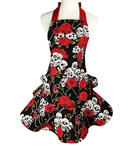 Retro Floral Skull Aprons
