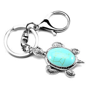 Sea Turtle Natural Crystal Stone Keychain Gemstone