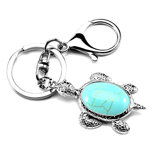 Sea Turtle Natural Crystal Stone Keychain